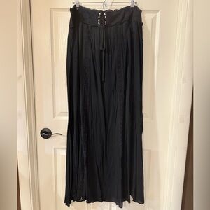 Shyanne Black A-Line Sheer with Lace Details and Slits Skirt NWT